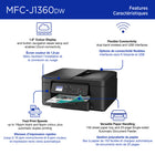 Brother Work Smart MFC-J1360DW Wireless Colour Inkjet All-in-One Printer-Productivity-focused printing features. This printer includes automatic duplex (2-sided) printing, a 20-sheet single-sided Automatic Document Feeder (ADF), and a 150-sheet paper tray