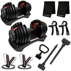 MotionGrey - Haltères ajustables 5 à 52,5 lb - Système 3-en-1 (haltère, barre et kettlebell) avec 15 niveaux de poids réglables et poignée haute résistance-5 à 52,5 lb en un seul ensemble : Remplace plusieurs haltères par un système ajustable compact, idéal pour progresser à la maison