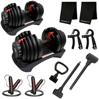 MotionGrey - Haltères ajustables 5 à 52,5 lb - Système 3-en-1 (haltère, barre et kettlebell) avec 15 niveaux de poids réglables et poignée haute résistance-5 à 52,5 lb en un seul ensemble : Remplace plusieurs haltères par un système ajustable compact, idéal pour progresser à la maison