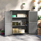 Outsunny - Meuble de rangement d'extérieur en bois avec 2 étagères - Gris-Le toit en pente asphalté empêche l'accumulation d'eau et protège le contenu 