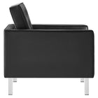 Modway Loft Tufted Vegan Leather Armchair - Silver Black-Dense Foam Padding