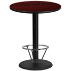 Flash Furniture Dessus de table rond de 36 po en stratifié d’acajou avec anneau de pied-Table d'hospitalité à hauteur de bar