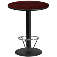 Flash Furniture Dessus de table rond de 36 po en stratifié d’acajou avec anneau de pied-Table d'hospitalité à hauteur de bar