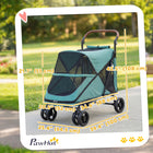 PawHut Dog Stroller Easy Fold Pet Stroller for Large Dogs Turquoise-Robust 600D Oxford fabric with dual leashes and reflective strips ensures security
