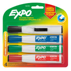 Expo Magnetic Dry Erase Markers with Eraser - Chisel Tip - Assorted - 4 Pack-Integrated magnet sticks to metal surfaces for easy storage