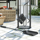 Outsunny Fireplace Tools Set - 5 Pieces Metal Fireside Accessories - Black-Compact design, saving your space