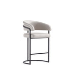 Manhattan Comfort Augusta 22.8" Modern Leatherette Upholstered Counter Stool - Light Grey-Modern Counter Stool with Backrest Perfect for Bar and Kitchen Use