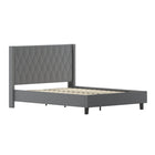 Flash Furniture - Lit plateforme Riverdale grand touffeté et rembourré en tissu gris foncé-Tête de lit à panneau