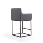 Manhattan Comfort - Ambassador tabouret de comptoir moderne du milieu du siècle de 20,5 po en similicuir gris et noir, lot de 2-Livré chez vous entièrement assemblé ! Aucun assemblage requis