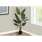 Monarch Specialties 60" Artificial Indoor Bird of Paradise Tree - Floor - Black Pot-This indoor artificial plant features 10 lifelike green leaves with a soft silky finish that are easily adjustable
