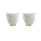 Manhattan Comfort Anderson 18.43" Modern Leatherette Upholstered End Table - Cream - Set of 2-Modern End Table - Set of 2 for Living Room Use