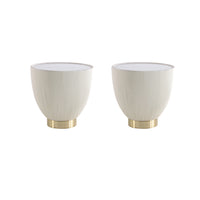 Manhattan Comfort Anderson 18.43" Modern Leatherette Upholstered End Table - Cream - Set of 2-Modern End Table - Set of 2 for Living Room Use