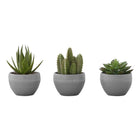Monarch Specialties 6" Artificial Indoor Succulent Green Plants - Table - Grey Cement Pots - Set of 3-Add a touch of greenery to your home or office with this set of 3 artificial succulent plants that stand up to 6" tall