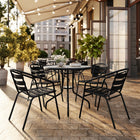 Flash Furniture Black Metal Restaurant Stack Chair with Aluminum Slats-Curved Aluminum Triple Slat Back