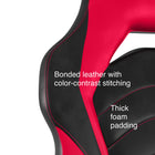 Emerge Vortex Bonded Leather Gaming Chair - Black/Red-Seat dimensions: 22"W x 18.6"D x 17.9-21.6"H