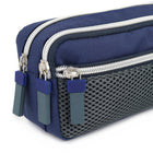 Fashion Stationery - Étui à crayons à 3 compartiments avec poche en maille - 8.27 L x 2.36 W x 3.54 H po - Bleu Gris-Doublure en polyester