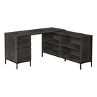 Monarch Specialties 7492 60" Computer Desk - Dark Grey L-Shaped Corner-This computer desk in a dark grey wood-look laminate has a space-saving, L-shaped design intended for placement in a corner.