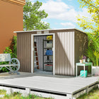 Outsunny 9' x 4' Outdoor Storage Shed - Light Grey-Made from galvanized steel with a protective topcoat for added longevity
