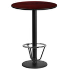 Flash Furniture Dessus de table rond de 24 po en stratifié d’acajou avec anneau de pied-Table d'hospitalité à hauteur de bar
