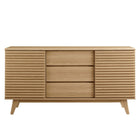 Modway Render 63" Sideboard Buffet Table TV Stand - Oak-Adjustable Shelves On Both Sides