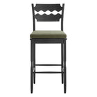 Modway Jax Oak Wood Bar Stool With Wavy Razor Back and Cushion - Black Sage-Fully Assembled