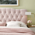 Modway Annabel Diamond Tufted Performance Velvet Queen Headboard - Pink-Durable Stain-Resistant Fabric