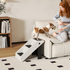 PawHut 14.5" H Foldable Pet Ramp with 3 Steps - White-Non-slip surface on each step ensures your pet's safety while climbing 