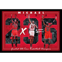 Frameworth Michael Jordan 6-Time NBA Champion Chicago Bulls Memorial - Framed Print - 27.5" W x 38.5" H-Officially licensed by the NBA featuring Michael Jordan and the Chicago Bulls six-time NBA Championship legacy spanning 1991 through 1998 - the greatest dynasty in modern basketball history