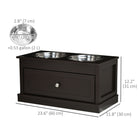 PawHut Elevated Large Dog Bowls with Storage Drawer - Coffee-Raised design to help prevent strain on your pet's neck 