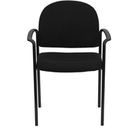 Flash Furniture – Chaise empilable en tissu avec structure en acier et accoudoirs, noir-Chaise d'invité
