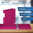 Davis Group Super économie, Reliure à anneaux en “D” inclinés 1.5 po, paquet de 6 – Rose-Polypropylène sans PVC