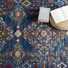 Modway Entourage Khalida Distressed Floral Lattice Area Rug - 8 ft W x 10 ft L - Blue Orange Yellow Red-Protect Floors From Foot Traffic / Furniture