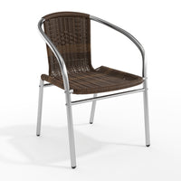 Flash Furniture – Chaise empilable commerciale en rotin brun foncé, int/ext, tubulure aluminium (TLH020)-Chaise de café empilable