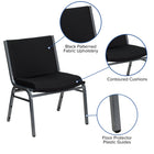 Flash Furniture – Chaise empilable HERCULES Big and Tall extralarge en tissu noir, capacité de 1000 lb (XU60555BK)-Coussins profilés