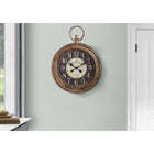 Monarch Specialties Clocks 18" Round Wall Clock - Antique Brown Traditional-Features a quartz movement for accurate timekeeping and easy to read printed numerical markings under a glass surface