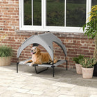 PawHut Elevated Cooling Dog Cot Bed with Canopy for Medium and Large Dogs - Light Grey-Breathable mesh promotes cooling airflow for pet comfort 
