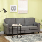 HOMCOM - Canapé moderne 3 places en lin avec pieds en bois de caoutchouc - gris-Les coussins de dossier et d'assise généreusement rembourrés offrent soutien et détente 