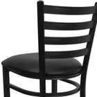 Flash Furniture - Tabouret de restaurant de la série HERCULES en métal noir avec dossier échelle - siège en vinyle noir-Appui-pieds