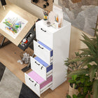 HOMCOM 4-Drawer Filing Cabinet with Lock - White-Serves as a versatile printer stand
