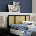 Modway Delmare Cane King Headboard - Black-Linear Wood Detail