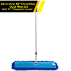 Gritt Commercial All-In-One 36” Microfiber Dust Mop Set with 72" Telescopic Handle-Boasts a distinctive snap lock for 180-degree swivel action or fixed position