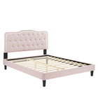 Modway Amber Full Platform Bed with Black Wood Legs - Pink-Tufted Full Platform Bed