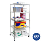 Seville Classics - Étagère En Câble Dacier Nsf À 5 Niveaux Avec Roues - 72 H x 36 W x 24 D po-Dimensions: 72 H x 36 W x 24 D po