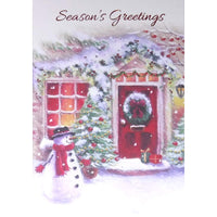 Mill Brook Studio Christmas Greeting Cards/Envelopes - 5-3/8" x 7-3/4" - Season's Greetings: Snowy House - 18 Pack-Card shop quality greeting cards
