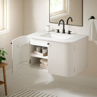 Modway - Zia Fixation murale de 30" Meuble de salle de bain avec lavabo en marbre - Ivoire-Charnières à fermeture douce