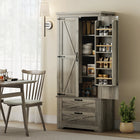 HOMCOM 64" H Kitchen Pantry Cabinet with Doors and Drawers - Grey-Four-tier cabinet and two drawers maximize storage possibilities 