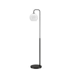 Hudson&Canal Harrison Arc Floor Lamp with Glass Shade - Blackened Bronze/White Milk-Modern and contemporary design for your living room, office space, bedroom, or reading nook