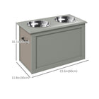 PawHut Elevated Large Dog Bowls with Storage - Grey-A raised dog food bowl can reduce the strain on dogs' neck, back and joints 