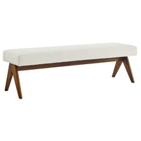 Modway Lyra 63" Boucle Upholstered Bench - Ivory/Boucle-Boucle Fabric Upholstery