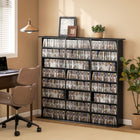 HOMCOM 8-Tier Media Storage Cabinet - Black-Seven-level adjustable shelves offer customisable layout for varied media sizes